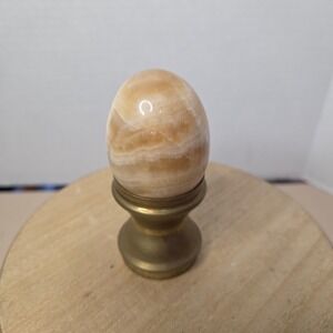 Beige Egg Stone Brass‎ stand Decor Display Mineral Specimen marbled design